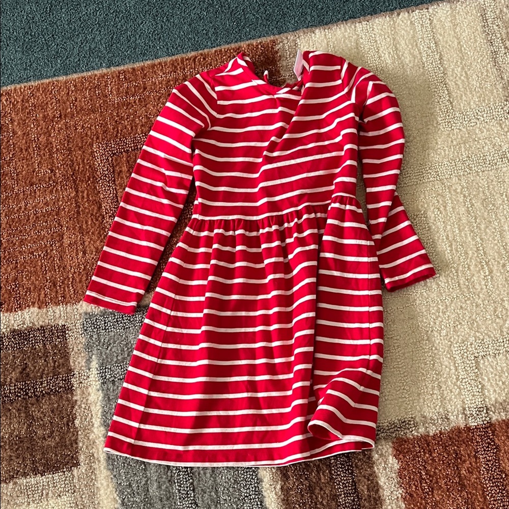 Hanna Andersson Red & White Striped Long-Sleeve Knit Dress